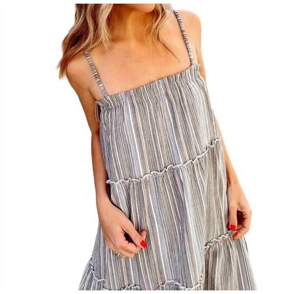 NEW BISHOP + YOUNG tee summer dress in sea scape stripe - Picture 2 of 4